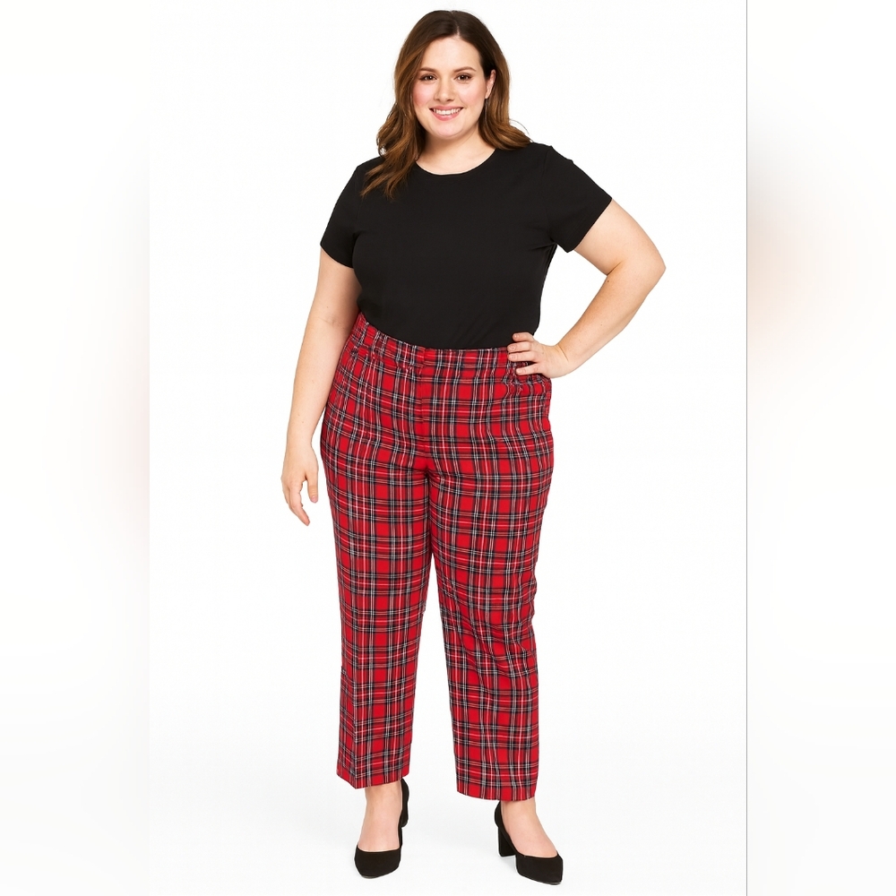 Lane Bryant New Womens‎ Size 28P Plaid Wide Leg High Rise Perfect Drape Pants